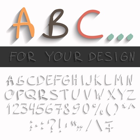 Hand draw alphabet with modern long shadow effect. Fully editable Eps10 vector your designのイラスト素材