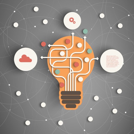 Modern Business Concept , Info Graphic Elements. Idea Lightbulb with many Solutions.のイラスト素材