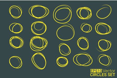 Hand drawn circles set for your design,  vectorのイラスト素材
