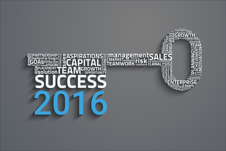 key success with business words, creative idea, 2016 conceptのイラスト素材