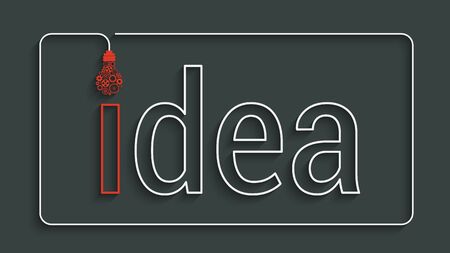 idea quote with light bulb with gears. concept of big ideas inspiration innovation, invention, effective thinking. text. outline. Vector for your designのイラスト素材