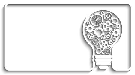 light bulb with gears and cogs working together. Creative frame. Eps10 vector background for your designのイラスト素材