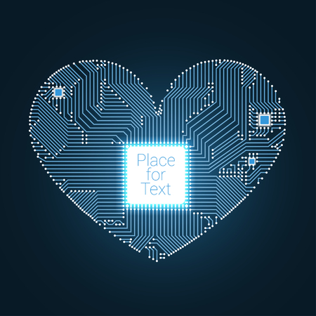 Circuit board heart with processor inside for your designのイラスト素材