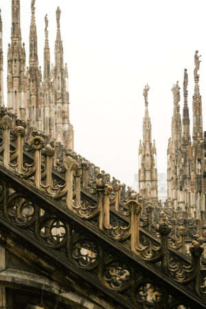 The roof of the gothic cathedral of Milan - Duomoの写真素材