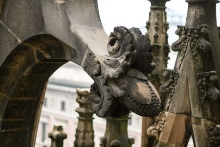 The roof of the gothic cathedral of Milan - Duomoの写真素材