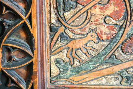 The figure of the wolf - colored thread fragment gothic piece of furniture.の写真素材