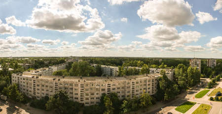 Panorama urban residential area. Houses, trees, streets.の写真素材