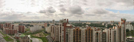 Panorama urban residential area. Houses, trees, streets.の写真素材