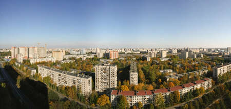 Panorama urban residential area. Houses, trees, streets.の写真素材