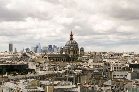 Panoramic view of Paris. Roofs of houses, Saint-Augustin and the skyscrapers of La Defenseの写真素材