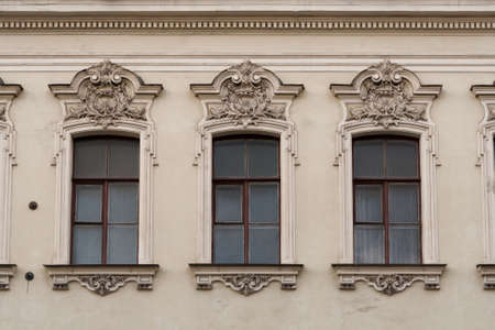 Facade of classical building with row of windows.の写真素材