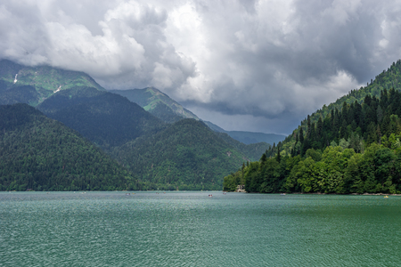 Ritsa Lake in Mountains. Relict National Park. Abkhazia.の写真素材