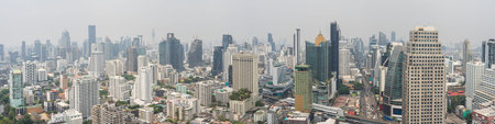 Bangkok cityscape skyline panorama. High angle view on modern metropolis city at day time....