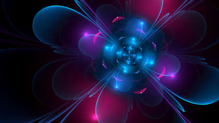 Abstract fractal of colorful flower on black background.の写真素材