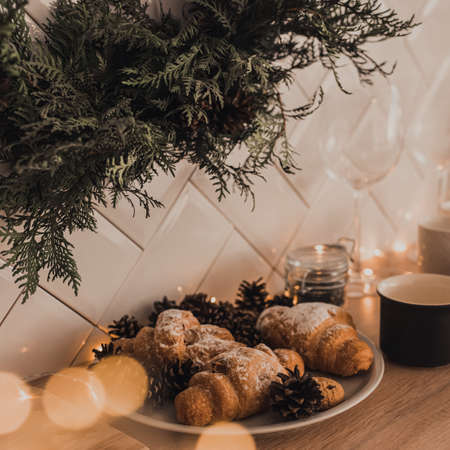 Table with food for the holiday. Cuisine. Culinary Buffet. Dinner Catering. Dining Food. Celebration Party. Concept wedding birthday. Sweet pastries dessertsの写真素材