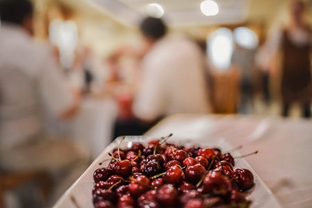 Table with food for the holiday. Cuisine. Culinary Buffet. Dinner Catering. Dining Food. Celebration...
