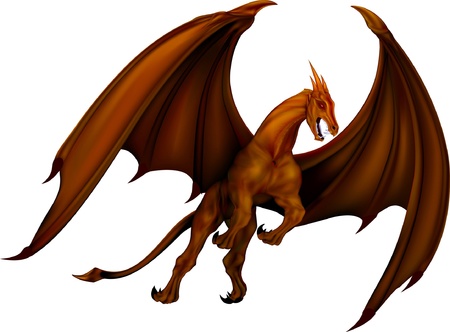 Flying fantasy ancient dragon bronzeのイラスト素材