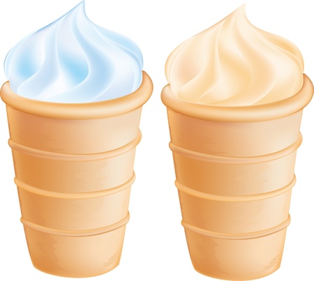 twisted ice cream in a cup waffleのイラスト素材