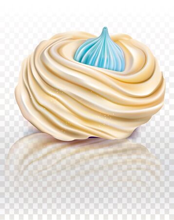 Swirling meringue whipped cream on a white background. Vector mesh illustrationのイラスト素材