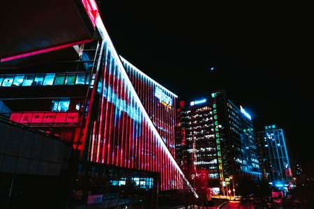 Night view of Zhongguancun, Beijing during the Spring Festival