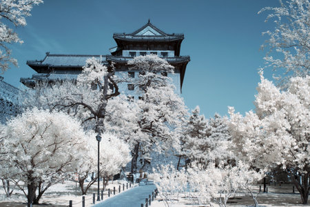 Infrared photography of the southeast corner of Beijingのeditorial素材
