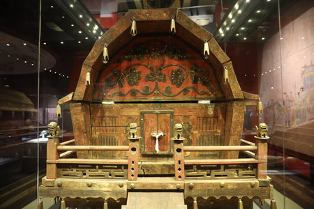 Liao Dynasty Wooden Coffin in Inner Mongolia Museumのeditorial素材
