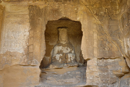 World Cultural Heritage Yungang Grottoes in Datong City, Shanxi Province, Chinaのeditorial素材