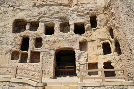 World Cultural Heritage Yungang Grottoes in Datong City, Shanxi Province, Chinaのeditorial素材