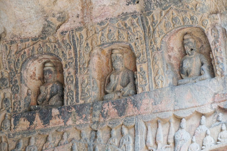 World Cultural Heritage Yungang Grottoes in Datong City, Shanxi Province, Chinaのeditorial素材