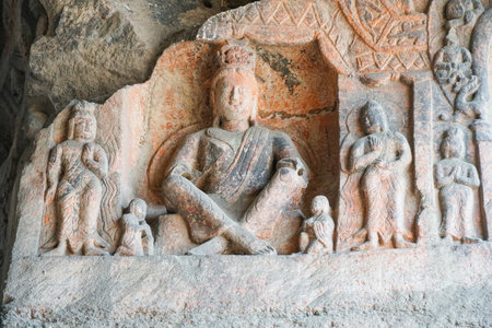 World Cultural Heritage Yungang Grottoes in Datong City, Shanxi Province, Chinaのeditorial素材
