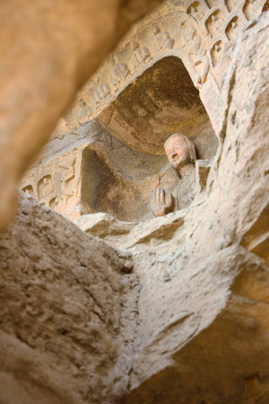 World Cultural Heritage Yungang Grottoes in Datong City, Shanxi Province, Chinaのeditorial素材