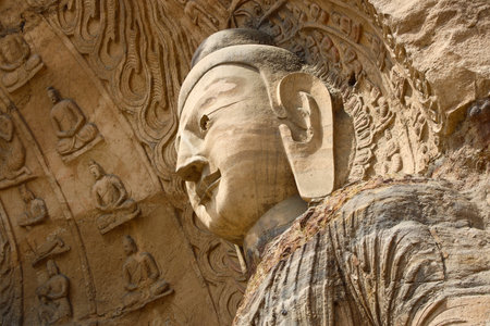 World Cultural Heritage Yungang Grottoes in Datong City, Shanxi Province, Chinaのeditorial素材