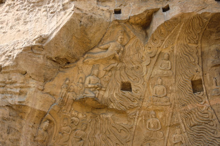 World Cultural Heritage Yungang Grottoes in Datong City, Shanxi Province, Chinaのeditorial素材