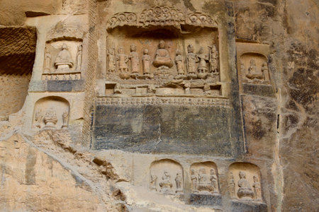 Gongxian Grottoes (Gongyi Grottoes Temple), Gongyi, Zhengzhou, Henan, Chinaの写真素材