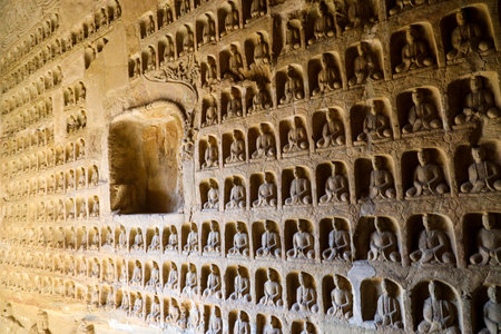 Gongxian Grottoes (Gongyi Grottoes Temple), Gongyi, Zhengzhou, Henan, Chinaの写真素材