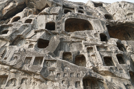 Luoyang, Henan, China, World Cultural Heritage Longmen Grottoesの写真素材