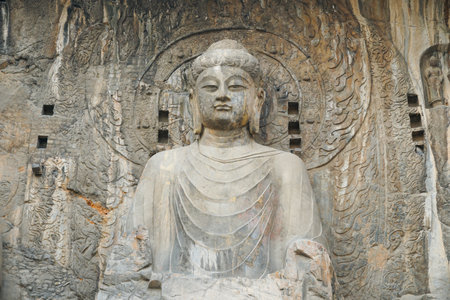 Luoyang, Henan, China, World Cultural Heritage Longmen Grottoesの写真素材
