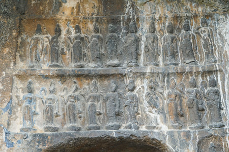 Luoyang, Henan, China, World Cultural Heritage Longmen Grottoesの写真素材