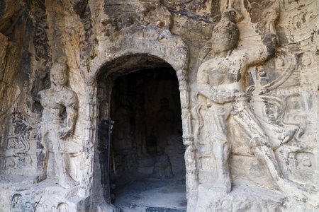 Luoyang, Henan, China, World Cultural Heritage Longmen Grottoesの写真素材