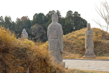 Imperial Tomb of the Northern Song Dynasty, Yongding Mausoleum, Gongyi, Zhengzhou, Henan, Chinaの写真素材
