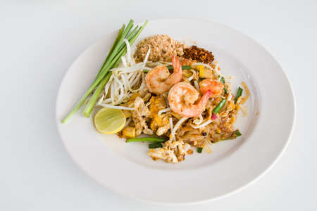 Pad Thai with Shrimps (Thai Traditional Food)の写真素材