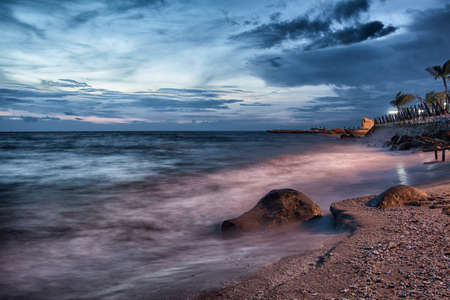 Dramatic Seascape during sunset at Chonburi,Thailandの写真素材