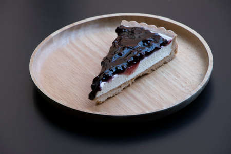 Blueberry cheesecake on the plate isolate close upの写真素材
