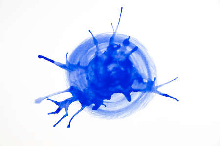 Blue Water Color splash isolate on white backgroundの写真素材