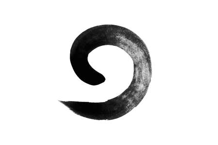 Abstract Ink draw circle isolate on white backgroundの写真素材