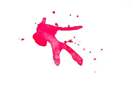 Red Water Color splash isolate on white backgroundの写真素材