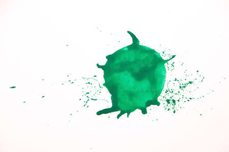 Green Water Color splash isolate on white backgroundの写真素材