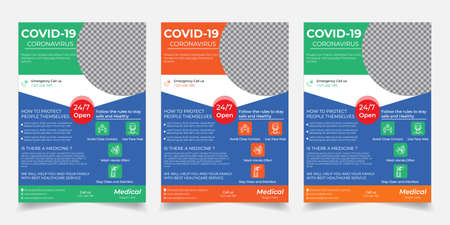 Coronavirus Covid-19 Informative medical Health Flyer Template Designのイラスト素材