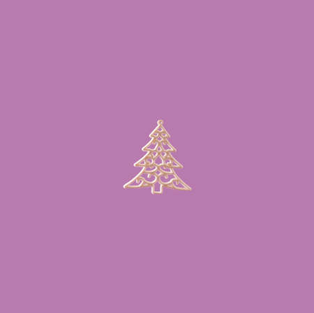 White Christmas tree on a purple background. Creative pattern. Minimal concept.の写真素材