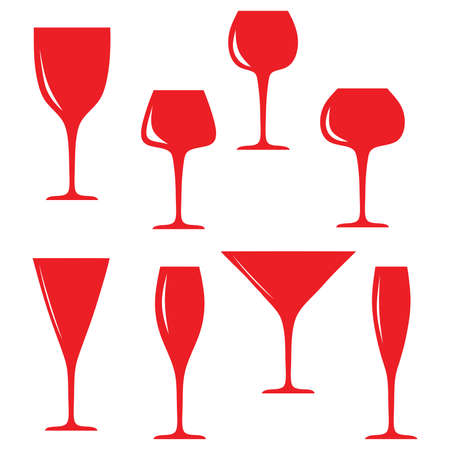 alcohol glasses vector silhouette set vestorのイラスト素材